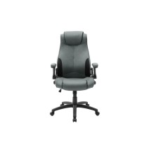 Sillón de Dirección en Piel Sintética Gris y Negro - 126/119 x 73 x 68 cm - Alta Calidad