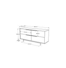 Buffet de Melamina en Color Natural-Negro, 160x44.5x74 cm, Gran Resistencia para un Uso Duradero.