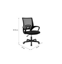 Silla de Oficina Ergonómica de Malla de Tela Negra con Reposabrazos - 56x47x85-95 cm, Confort y Estilo