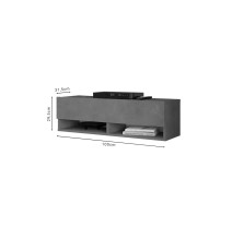 Mueble TV Moderno con 1 Puerta y Estantes en Melamina Color Gris Antracita - 100x31.5x29.6cm