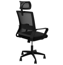 Silla de Oficina Giratoria,Ergonómica con Malla, Asiento 55 cm, Apoyabrazos en Color Negro